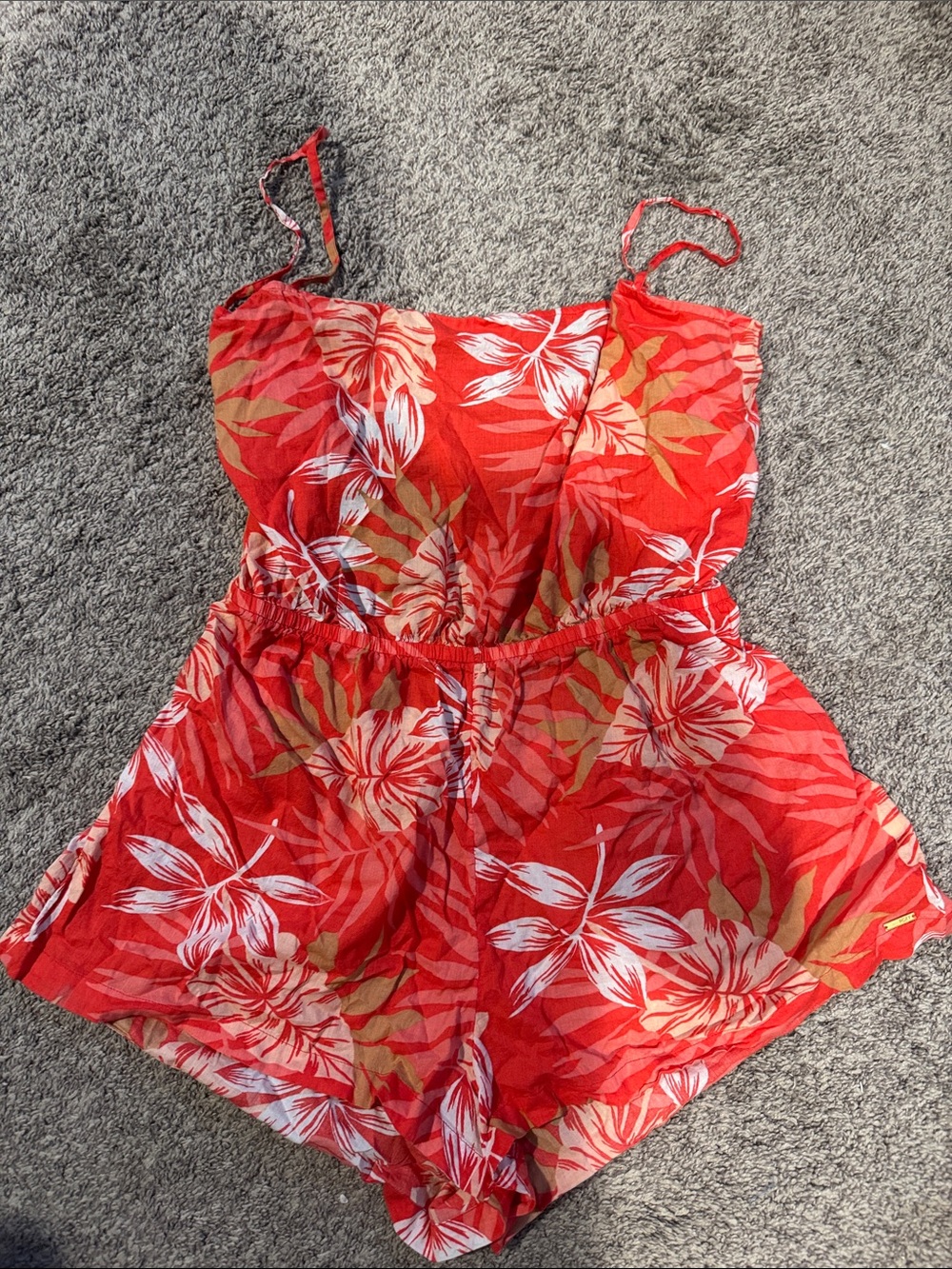Roxy Red Floral Sleeveless Romper